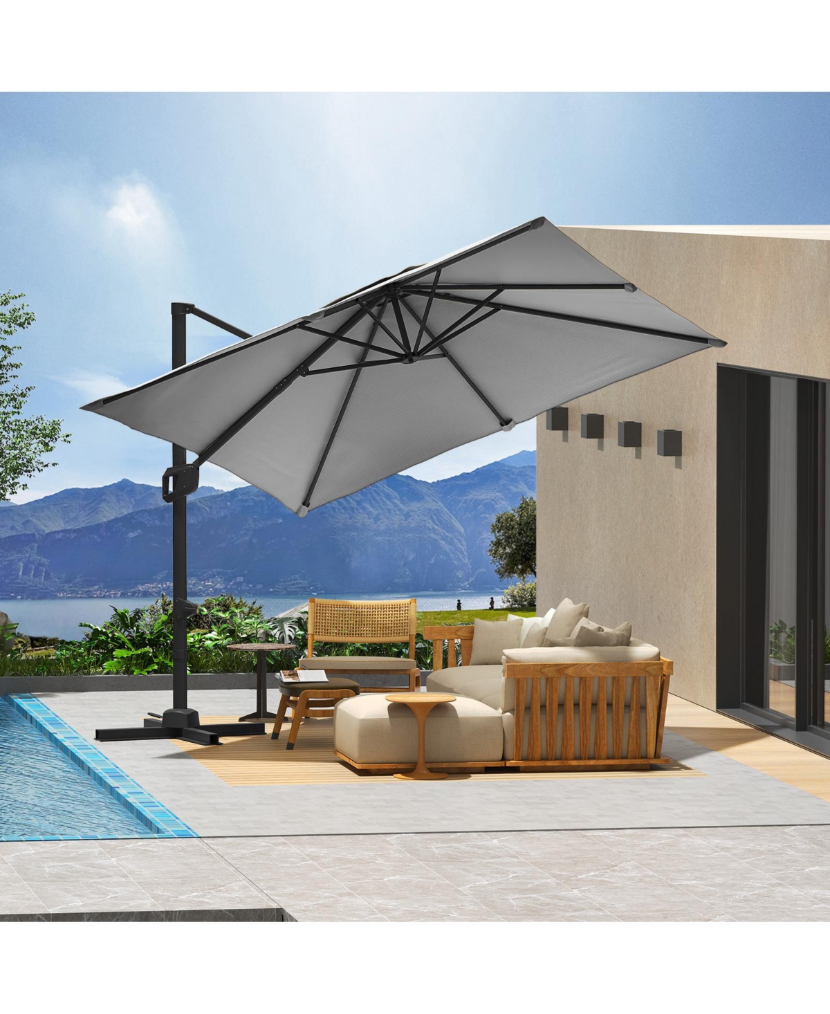 gaomon Heavy Duty Aluminum Cantilever Patio Umbrella, 360degree(s) Rotating Offset