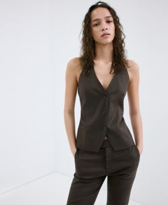 Women's Halter Neck Linen Vest