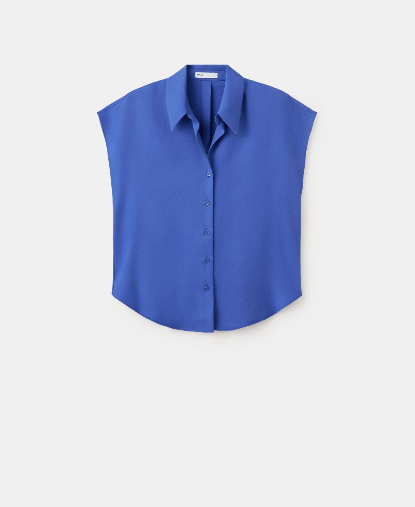 Женская рубашка Mango Short-Sleeved Lyocell, цвет: Синий — фото 8