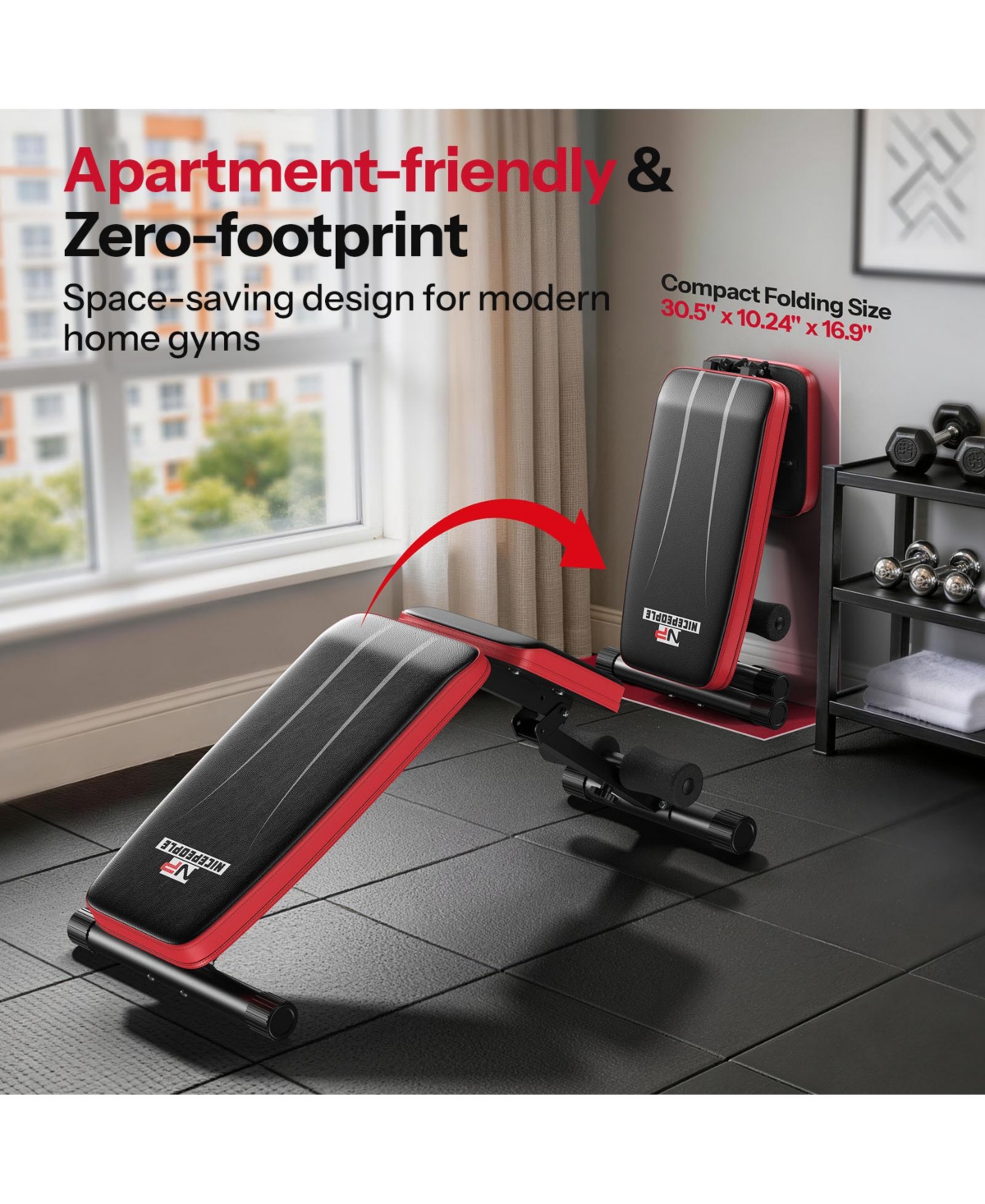 Fed Fitness Adjustable Weight Bench, 660LBS Heavy Duty Workout Bench with Headrest and 8 Backrest Angles, Foldable Strength Training Bench Home Gym