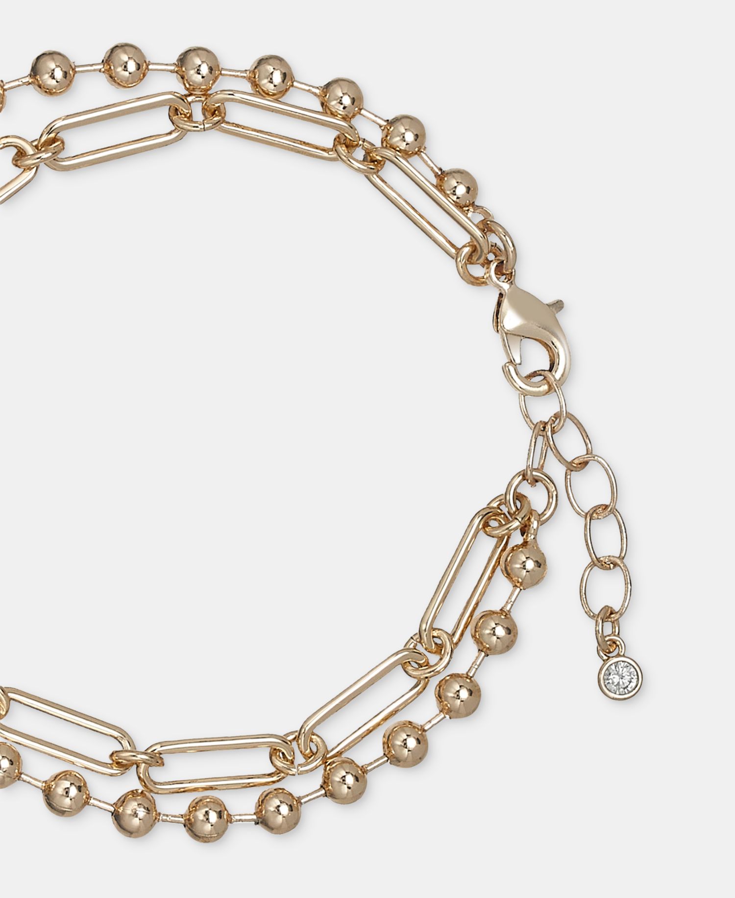 Heart & Padlock Double Chain Charm Bracelet