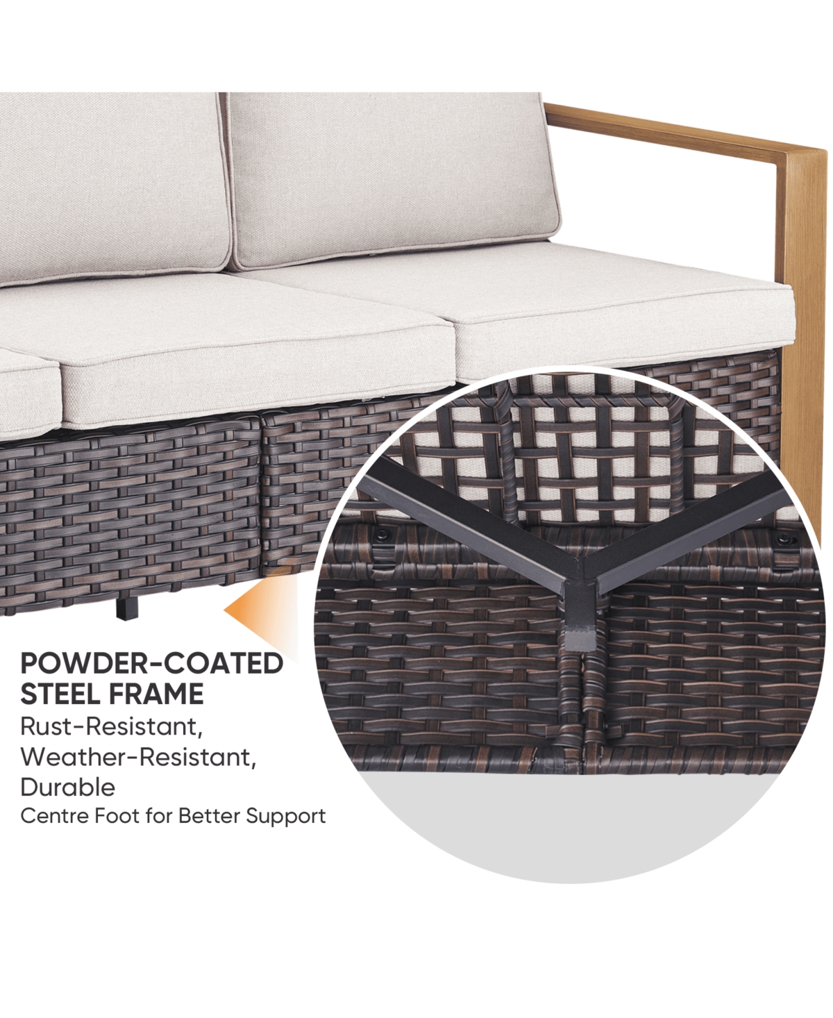 Pocassy Wicker Patio Furniture Set, High Back Outdoor with Thick Cushion and Ottoman, All-Weather Conversation Set