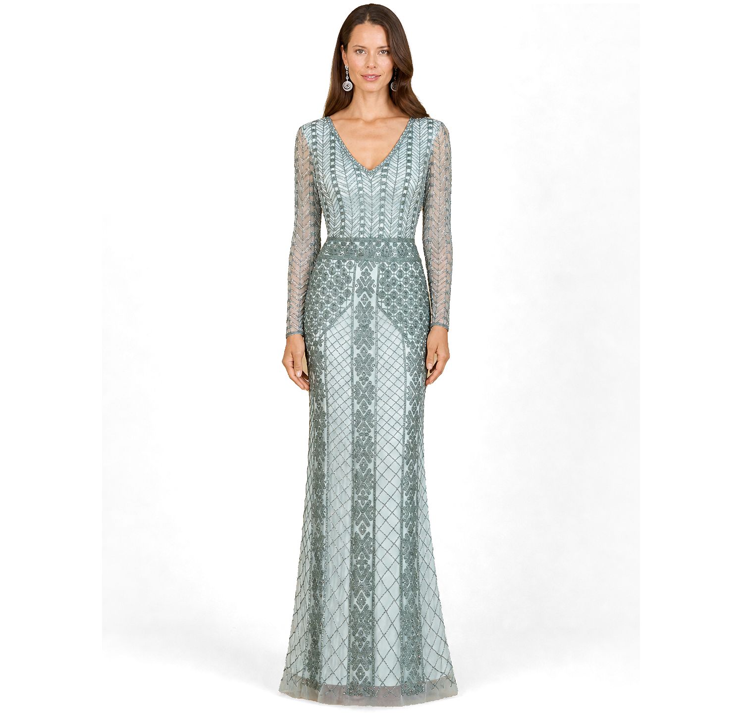 Women's Long Sleeve Beaded Dress