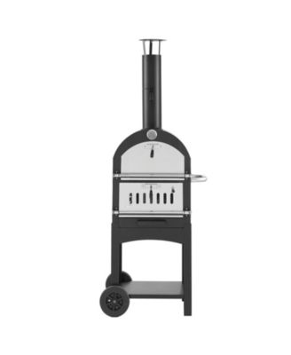 Outdoor Pizza Oven, 12 inches Wood Pellet 2-Layer Pizza Maker with Wheels