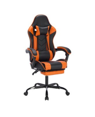 Gaming Chair with Footrest, with Headrest and Lumbar Support, PVC Leather Material, Support Racing Style Video Gaming Chair for Office/Home