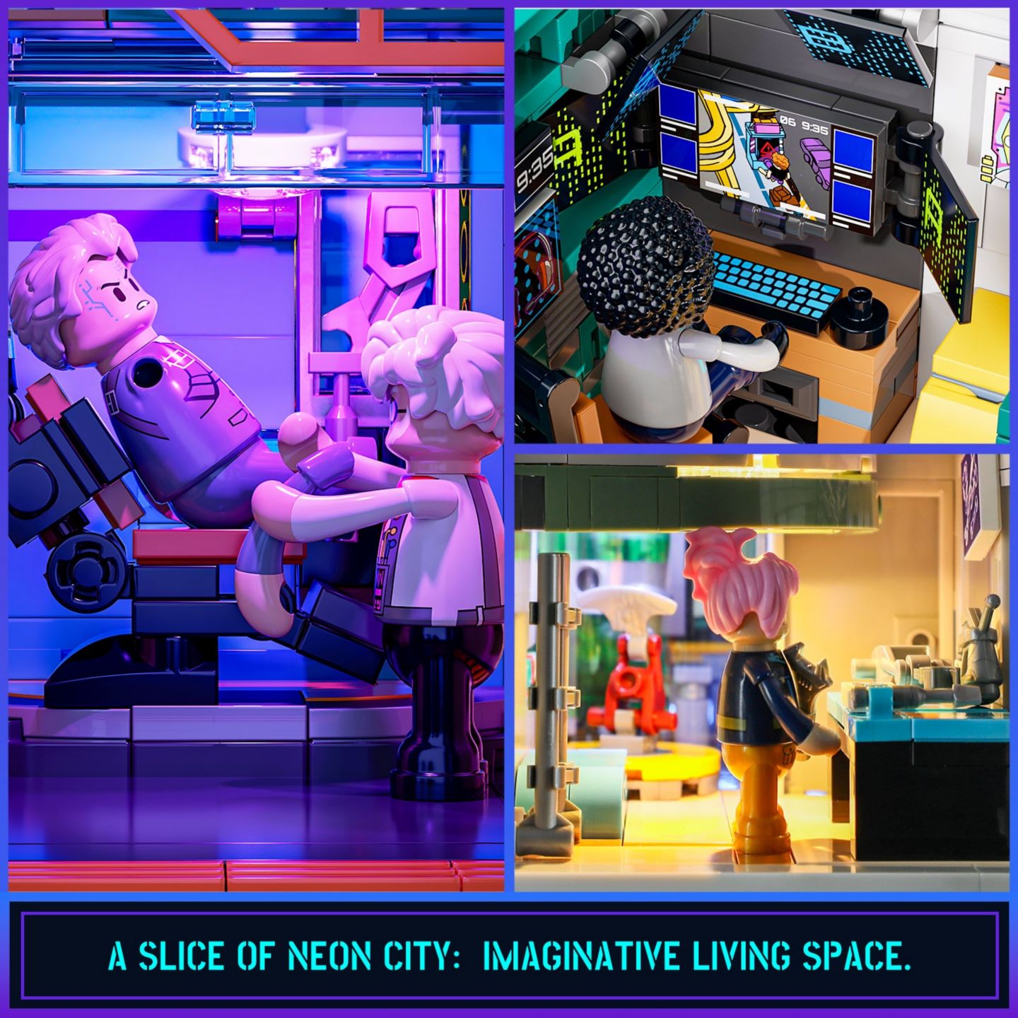 Детский конструктор Lumibricks Cyberpunk Light-Up Two-Story Oasis Apartments 2524-Piece Building Set, Ages 18+ — фото 5