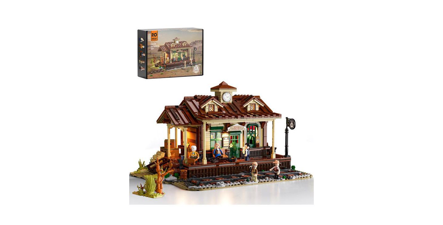 Детский конструктор Lumibricks Steampunk LED Light Western Train Station 1,843-Piece Building Set, Ages 16+ — фото 1