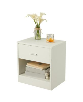 Compact Nightstand with Drawer and Open Shelf, Modern End Table for Bedroom and Living Room, Multiple Finishes
