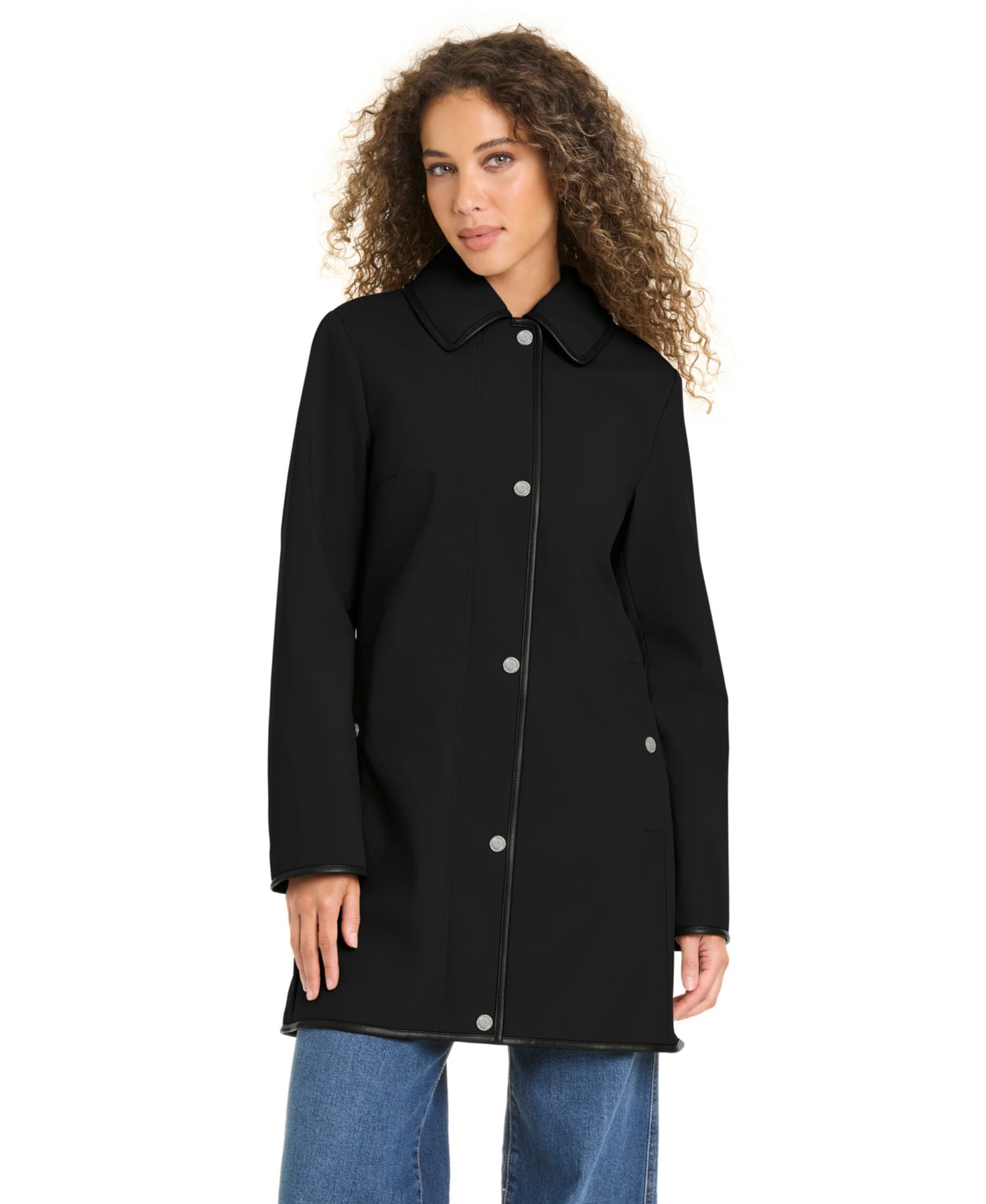 Women's Zip-Up Buttoned Softshell Coat