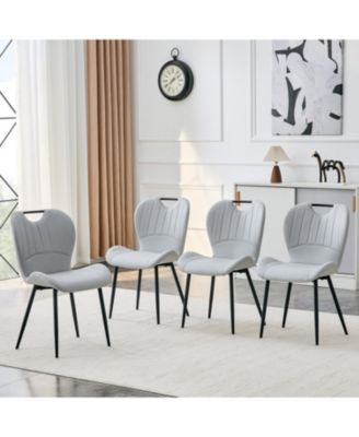 Modern Dining Chairs Set of 4, PU Dining Chairs, with Integrated Handle, Metal Frame, for Multiple Scenarios