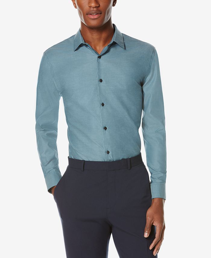 Perry Ellis Men's Classic-Fit Performance Wrinkle-Resistant Dress Shirt ...