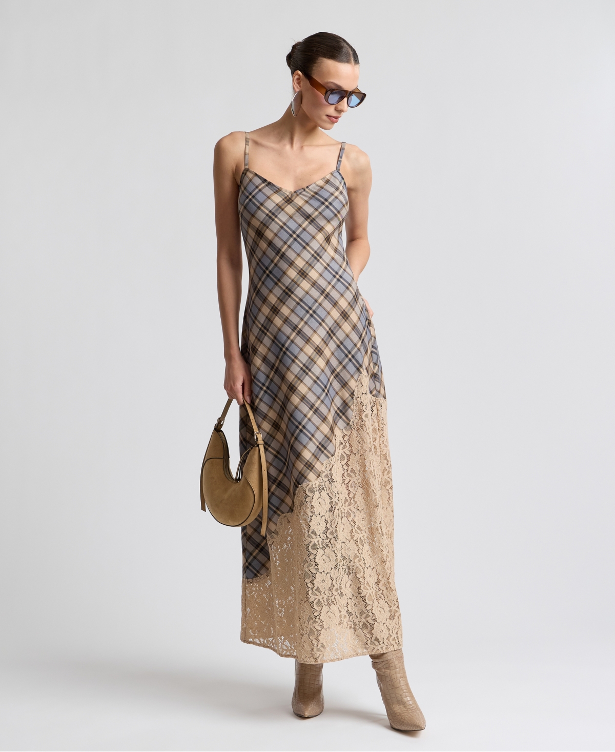 Avec Les Filles Women's Bias V-Neck Maxi Dress