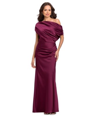 Women's Long Double Satin One-Shoulder Column Gown