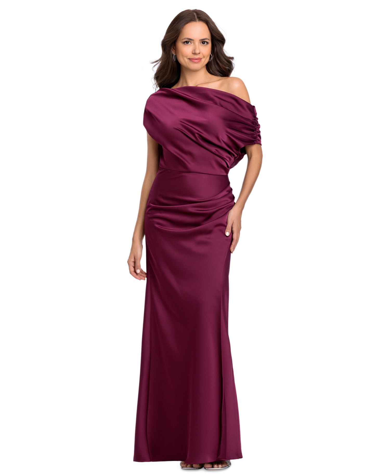 Women's Long Double Satin One-Shoulder Column Gown