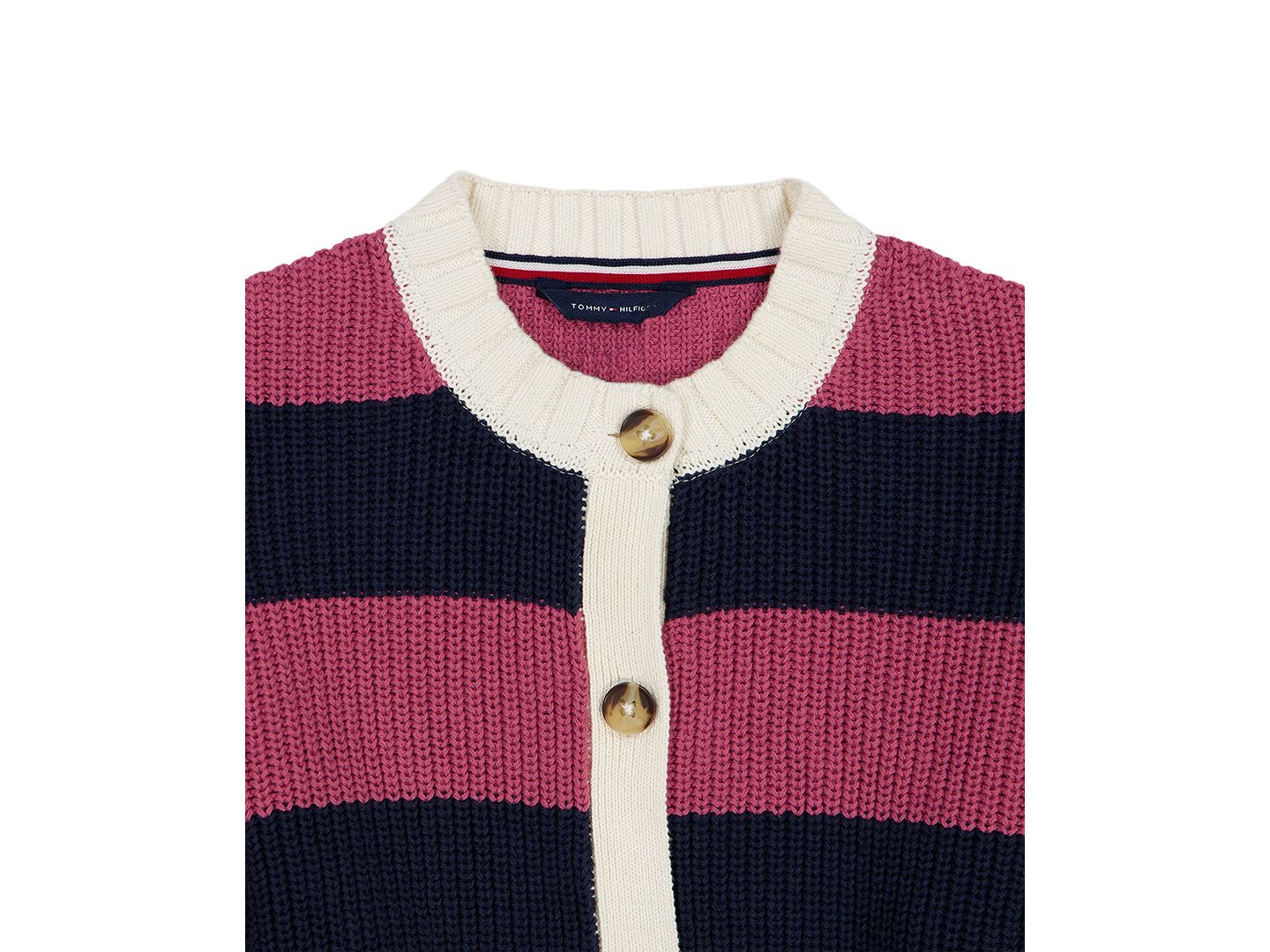 Свитер Tommy Hilfiger Long-Sleeve Button Stripe для девочек, цвет: Тёмно-синий / Фиолетовый — фото 3