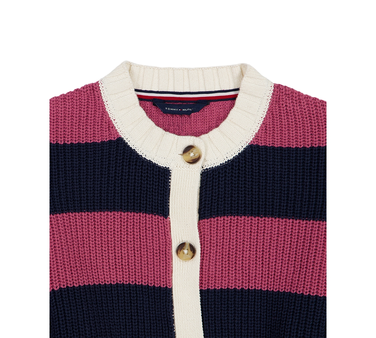 Tommy Hilfiger Girls' 7-16 Long-Sleeve Button Stripe Sweater