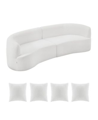 Luxury Modern Cloud Plush Sectional Sofa 112inch  Curved Modular Couch with 4 Pillows - Oversized
