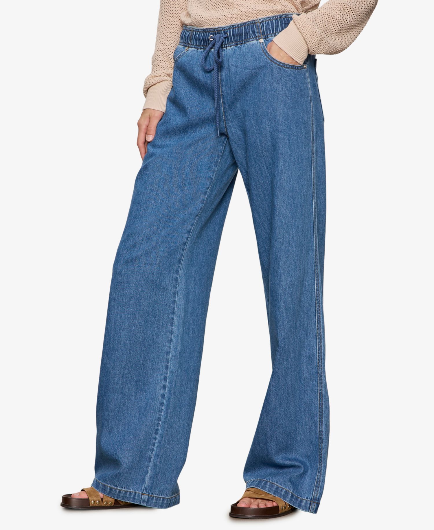 Women's Linen-Blend Wide-Leg Jeans