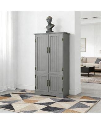 Farmhouse Accent Storage Cabinet, 48.5'' Freestanding Kitchen Bathroom Cabinet w/ Adjustable Shelves