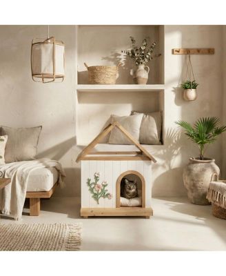 Modern Pet House with Clear Roof and Wood Frame