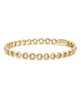 Cable Link Bangle Bracelet in Gold Plated Sterling Silver, Size Medium