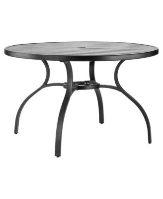 Outdoor Patio Dining Round Table Metal Steel Slat Patio Table