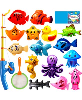 15 Fishes Fishing Game Set Water Table Bath Toy Pole Rod Net Floating Fish Toddler Kids Gift