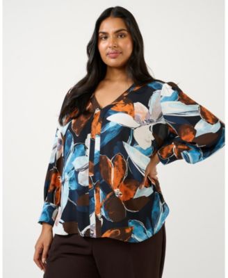 Plus size Annette Floral Print Long Sleeve Shirt