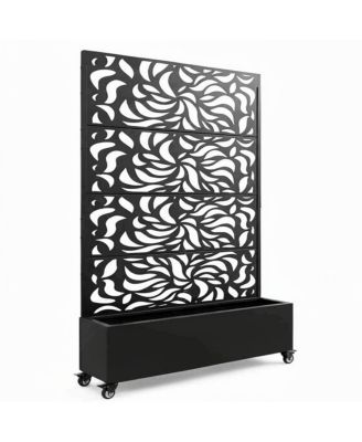 70.87" Leaf Pattern Privacy Screen with Planter Box