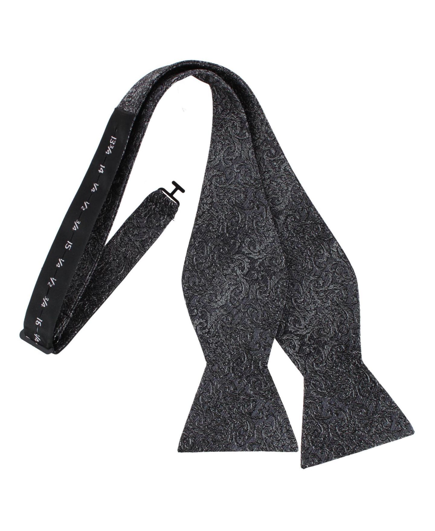 Мужской галстук-бабочка TRAFALGAR Esteban Scrolling Vines Tone on Ton Patterned Silk Self Tie Bow Tie, цвет: Серебристый / Чёрный — фото 2