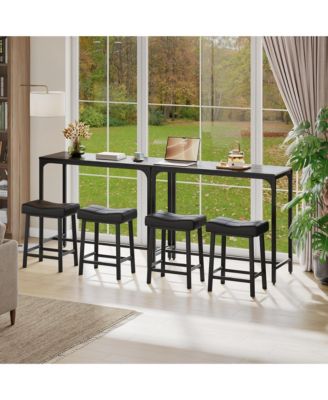 Set of 2 Bar Table Narrow Long Kitchen Dining Table Sturdy Metal Frame Industrial