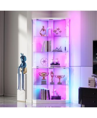 Corner Display Cabinet with RGB Lights