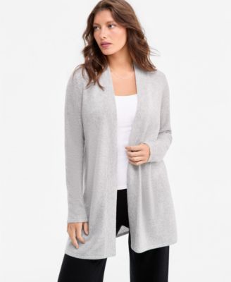 Women's 100% Cashmere Split-Hem Long Cardigan