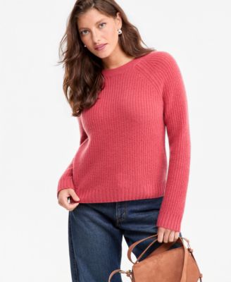 Women's 100% Cashmere Shaker Stitch Crewneck Sweater