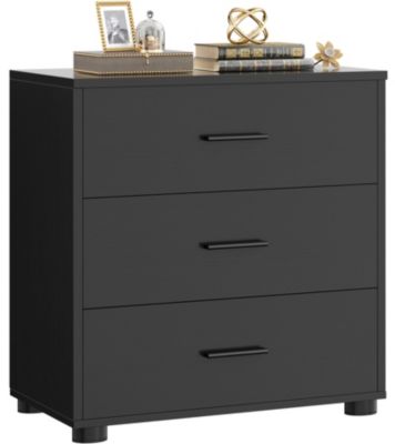 Wooden Storage Dresser with 3-Drawers, Nightstand with Food Pads