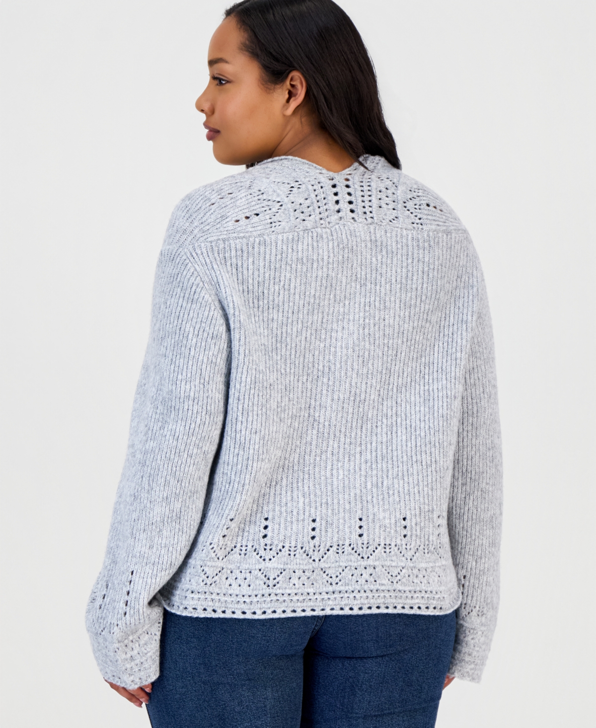 And Now This Trendy Plus Pointelle Cutaway Cardigan, Macy's Exclusive