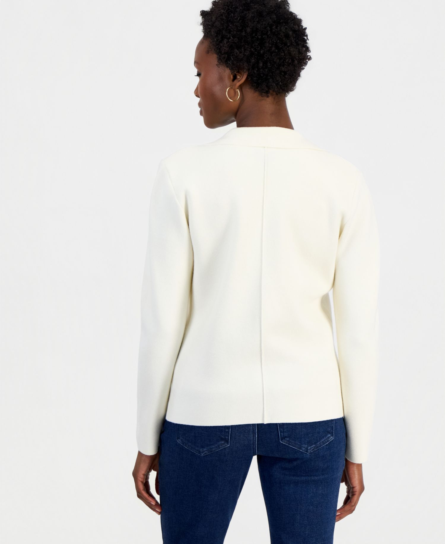 Petite Double-Breasted Patch Pocket Sweater
