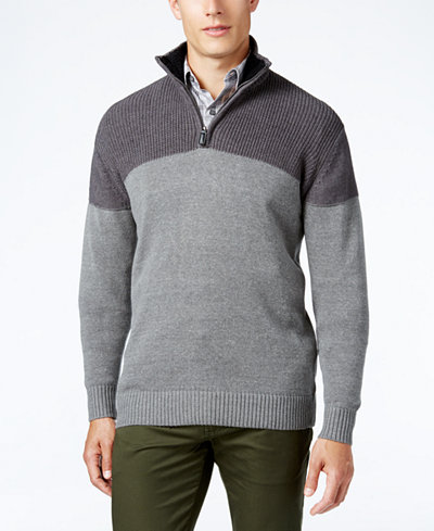 Tricots St. Raphael Men's Texture Colorblocked Quarter-Zip Sweater