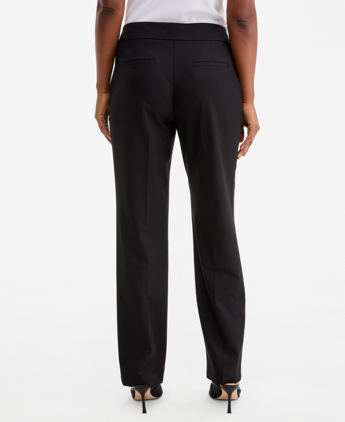 Женские брюки Kasper Mid-Rise Straight Pants, Regular & Petite, цвет: Чёрный — фото 6