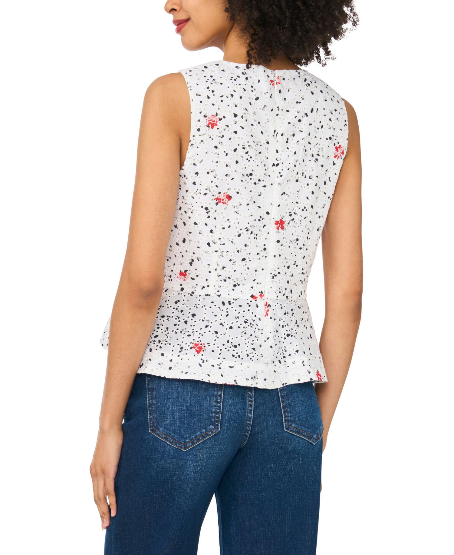 Women's Printed V-Neck Sleeveless Flowy Blouse
