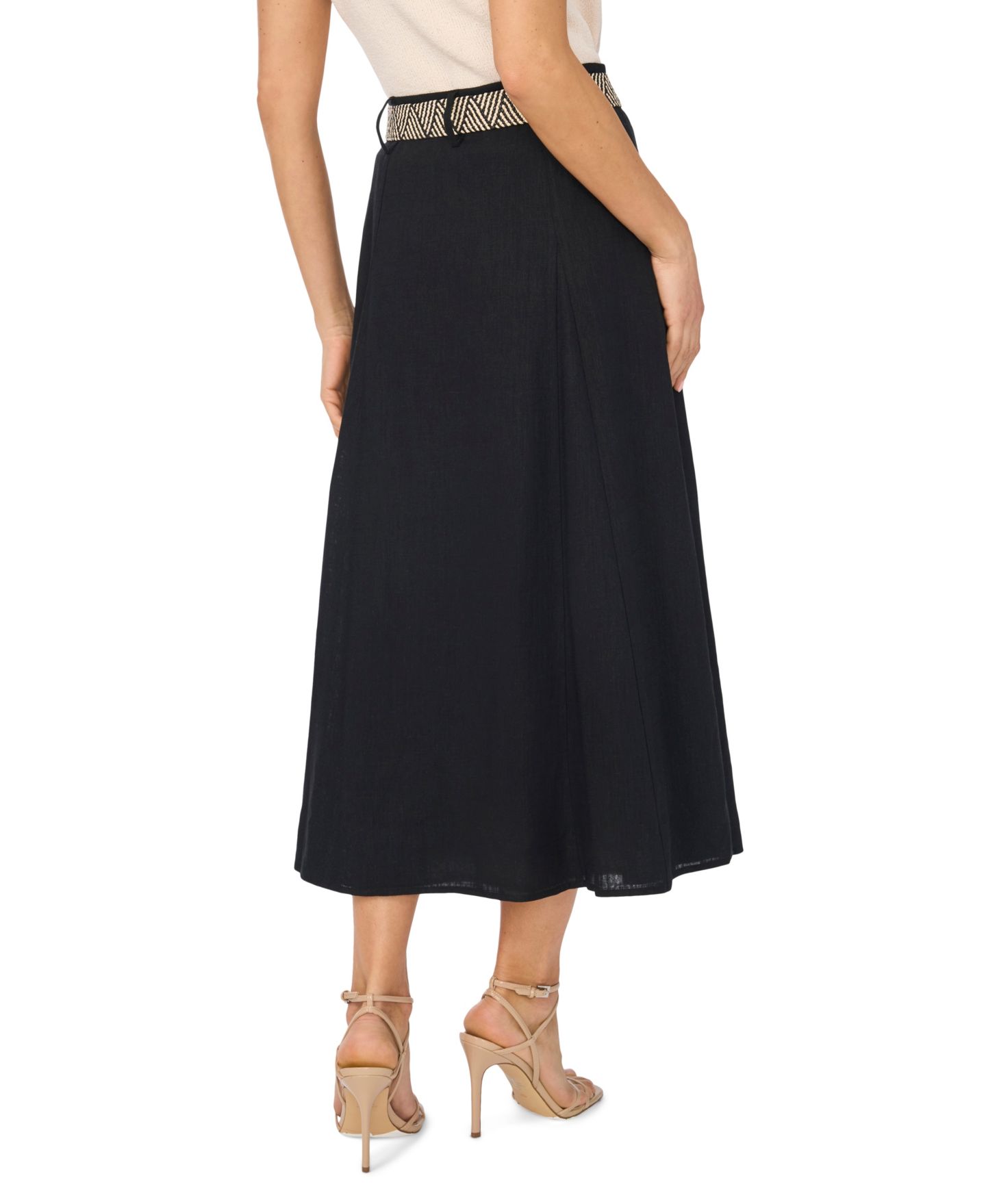 Женская юбка CeCe Belted Midi, цвет: Насыщенный чёрный — фото 3