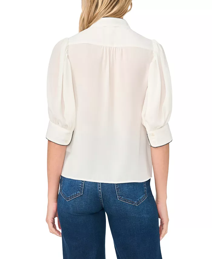 Women's Pearce Puff-Sleeve Open Collar Top - thumbnail 10