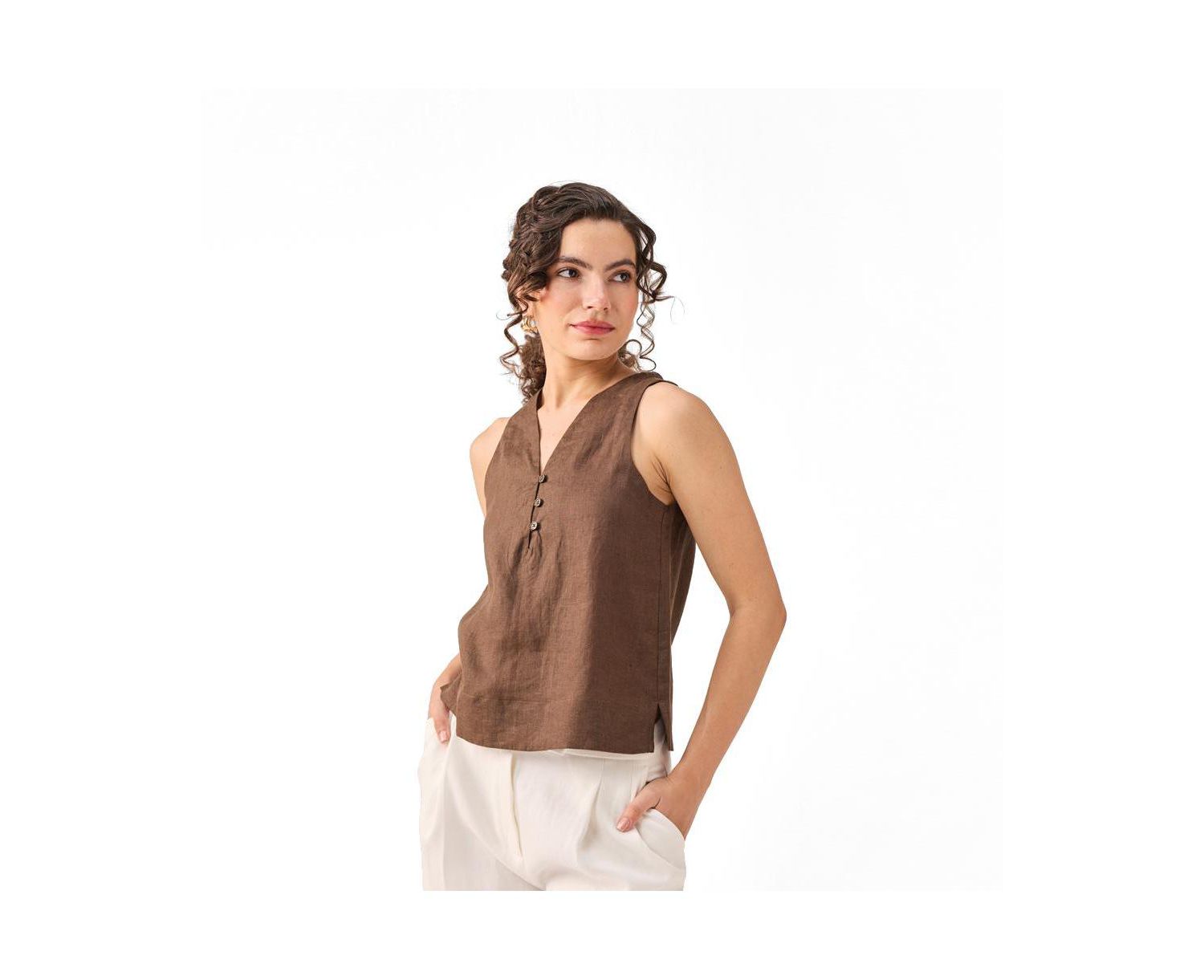 Women's Button Neck Top
