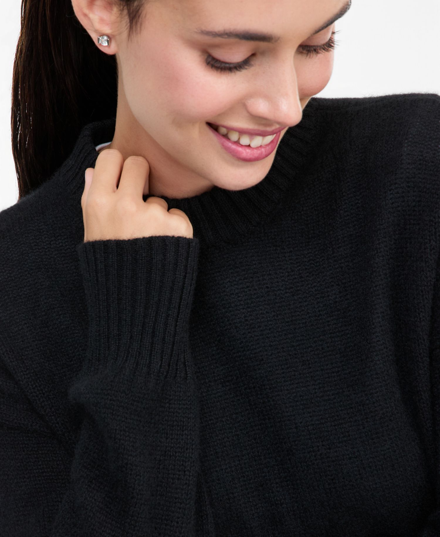 Petite 100% Cashmere Relaxed Crewneck Sweater