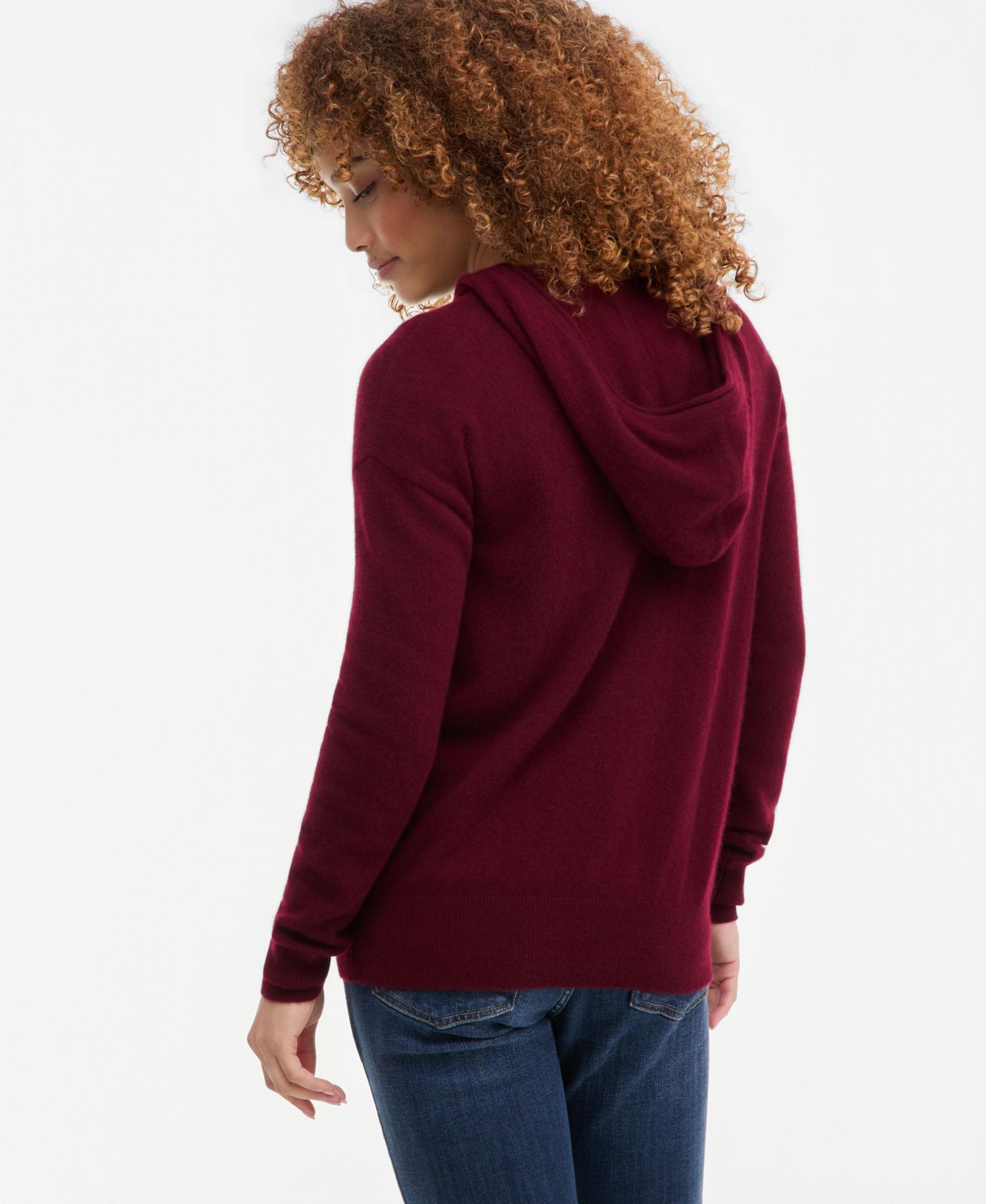 Petite Cashmere Long-Sleeve Zip-Front Hoodie