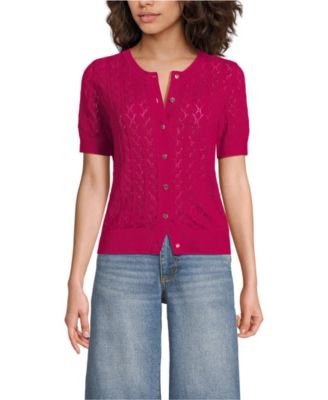 Women's Cotton Viscose Short Sleeve Cardigan Sweater
