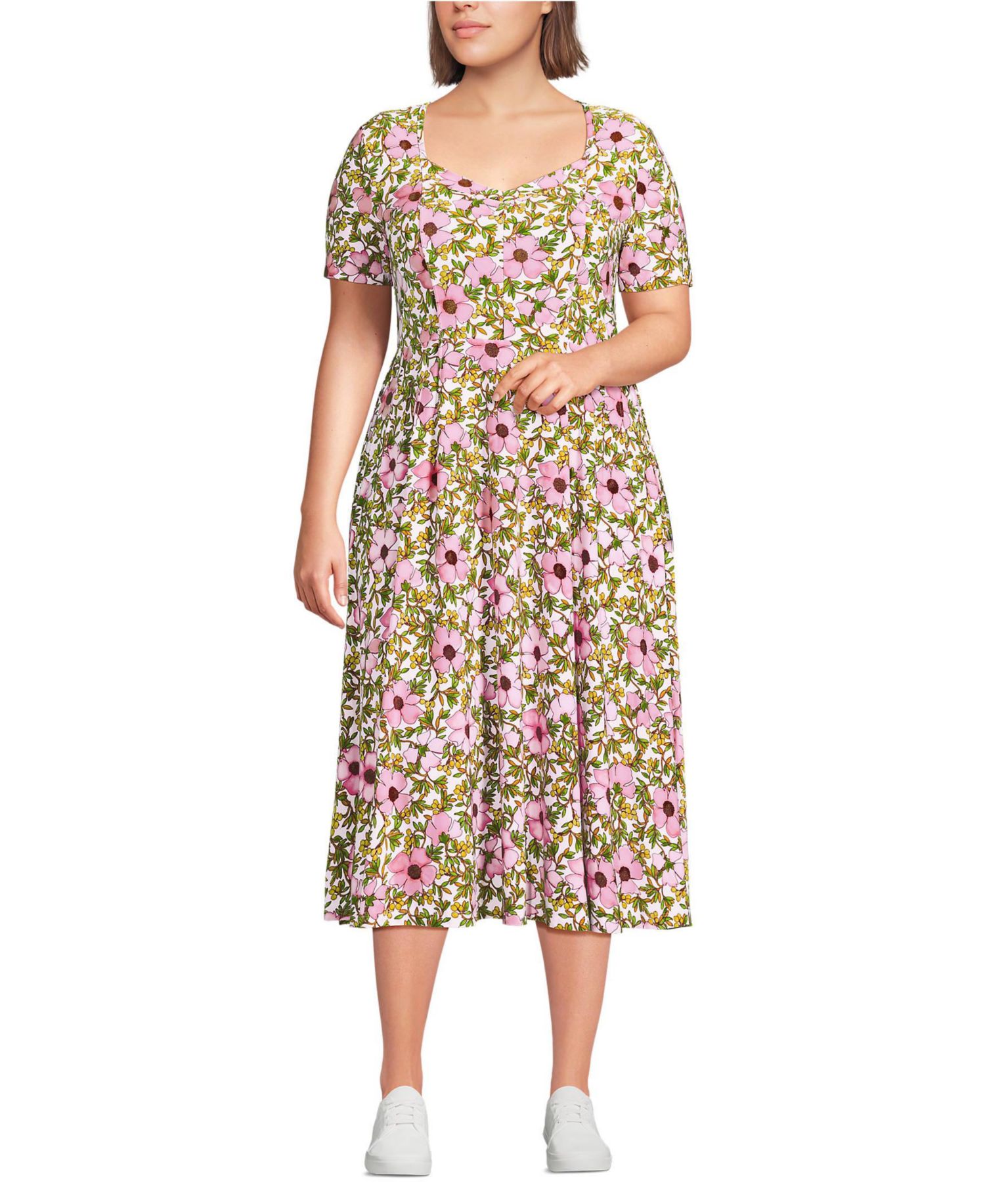 Plus Size Silky Knit Sweetheart Midi Dress