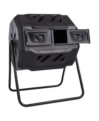 43 Gallon Dual Chamber Compost Tumbler Rotating Garden Composter