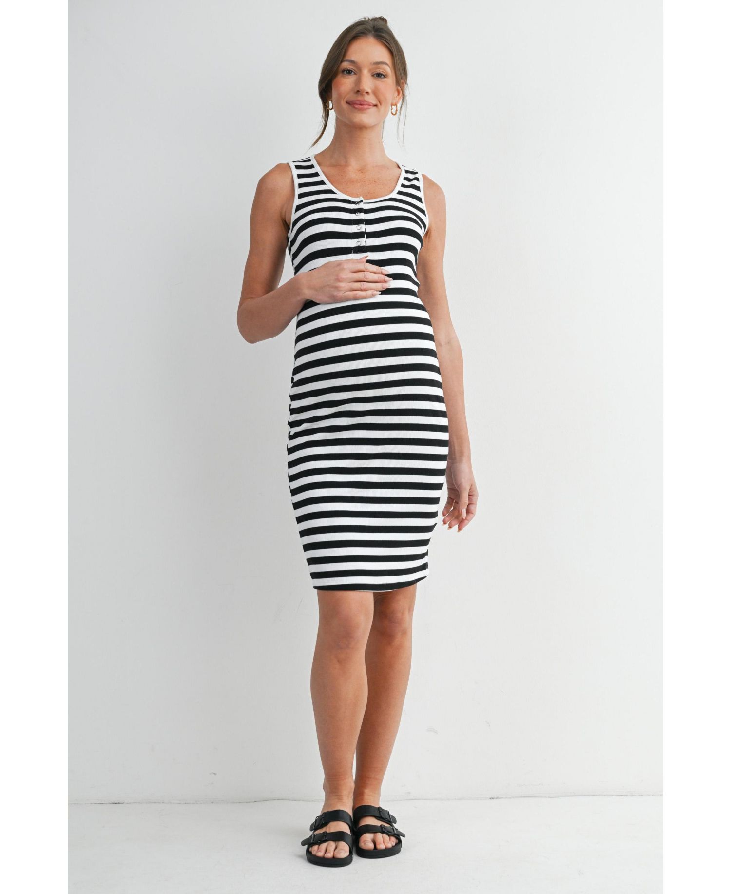 Women's Sleeveless Striped Bodycon Nursing Friendly Dress