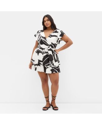 Women's Sunny Frill Mono Print Playsuit